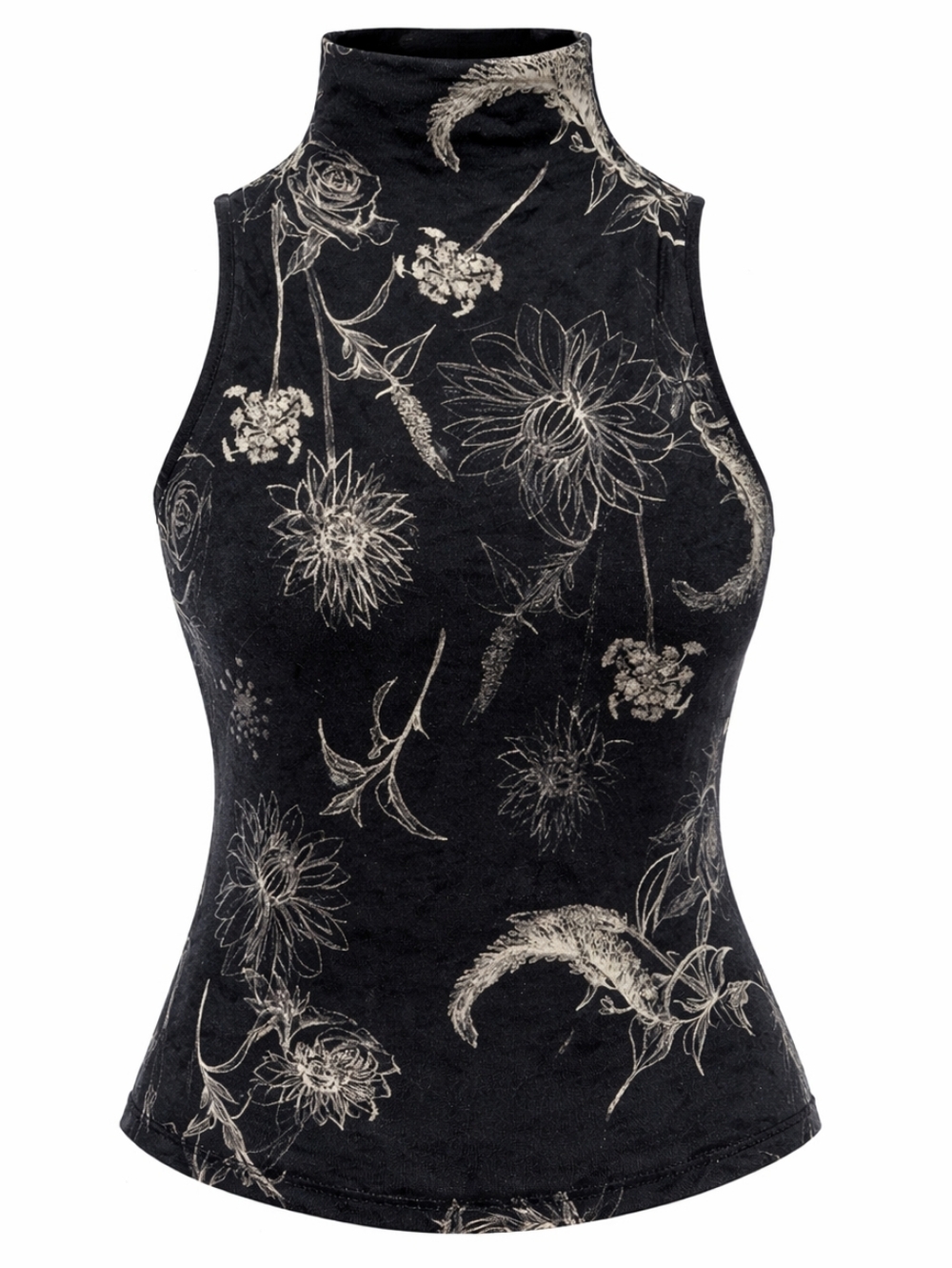 Babaton Floral Black Sleeveless Lightweight Stretchy Gothic Tank Top Size XS